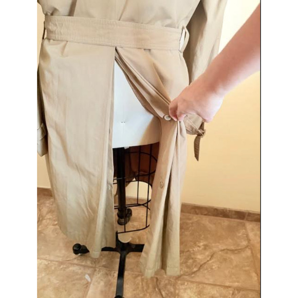 Vintage Egon Von Furstenberg Trench Coat M/L 40 Beige Belted Removable Liner - Picture 4 of 9